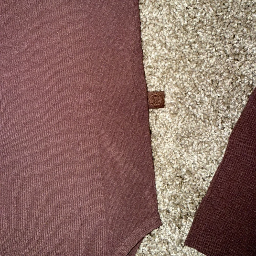 Lululemon Ribbed Long Sleeve Bodysuit Women‎ XS/S Brown Good Espresso Scoop Neck